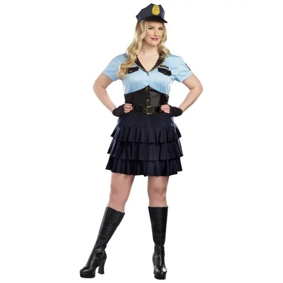 Womens  POLICE OFFICER Cop Halloween Costume Size XL 16/18 Dress Gloves NWT - Picture 1 of 3